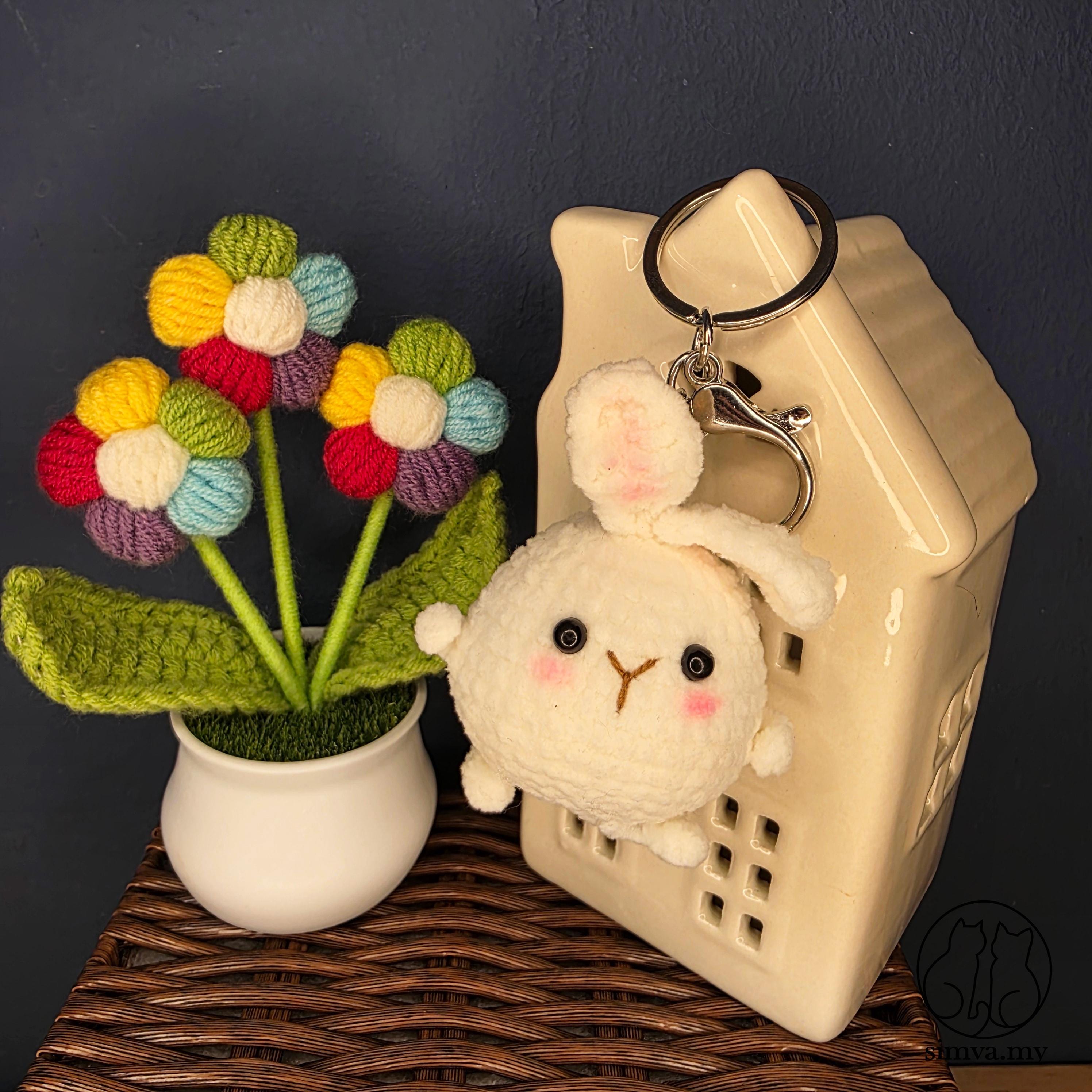 Crochet Bunny Keychain – Handmade Plush Rabbit Bag Charm, Kawaii Gift