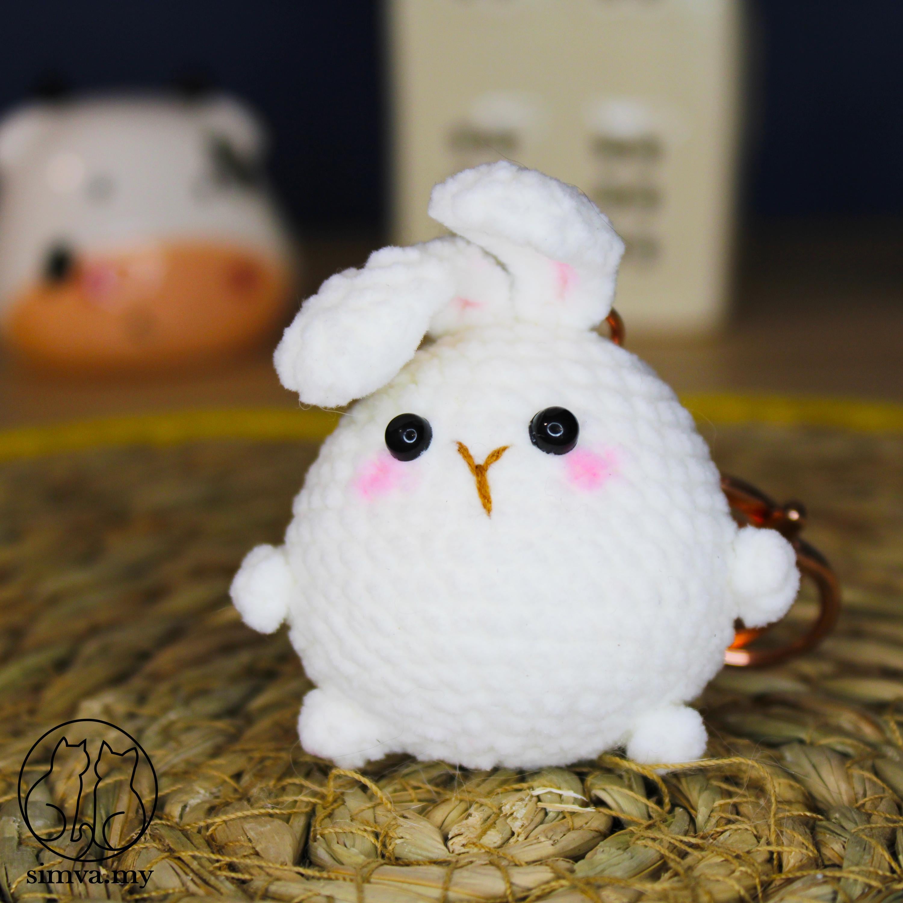 Crochet Bunny Keychain – Handmade Plush Rabbit Bag Charm, Kawaii Gift
