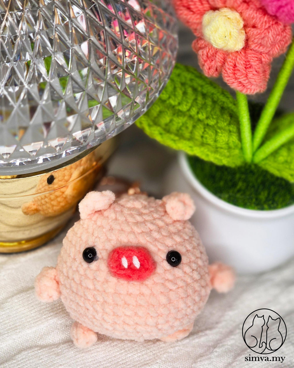 Crochet Pig or Bear Keychain, Handmade Amigurumi Bag Charm, Cute Animal Keyring, Kawaii Gift