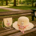 Toddler Straw Hat with Bunny Bag Summer Hat & Purse Set for Girls