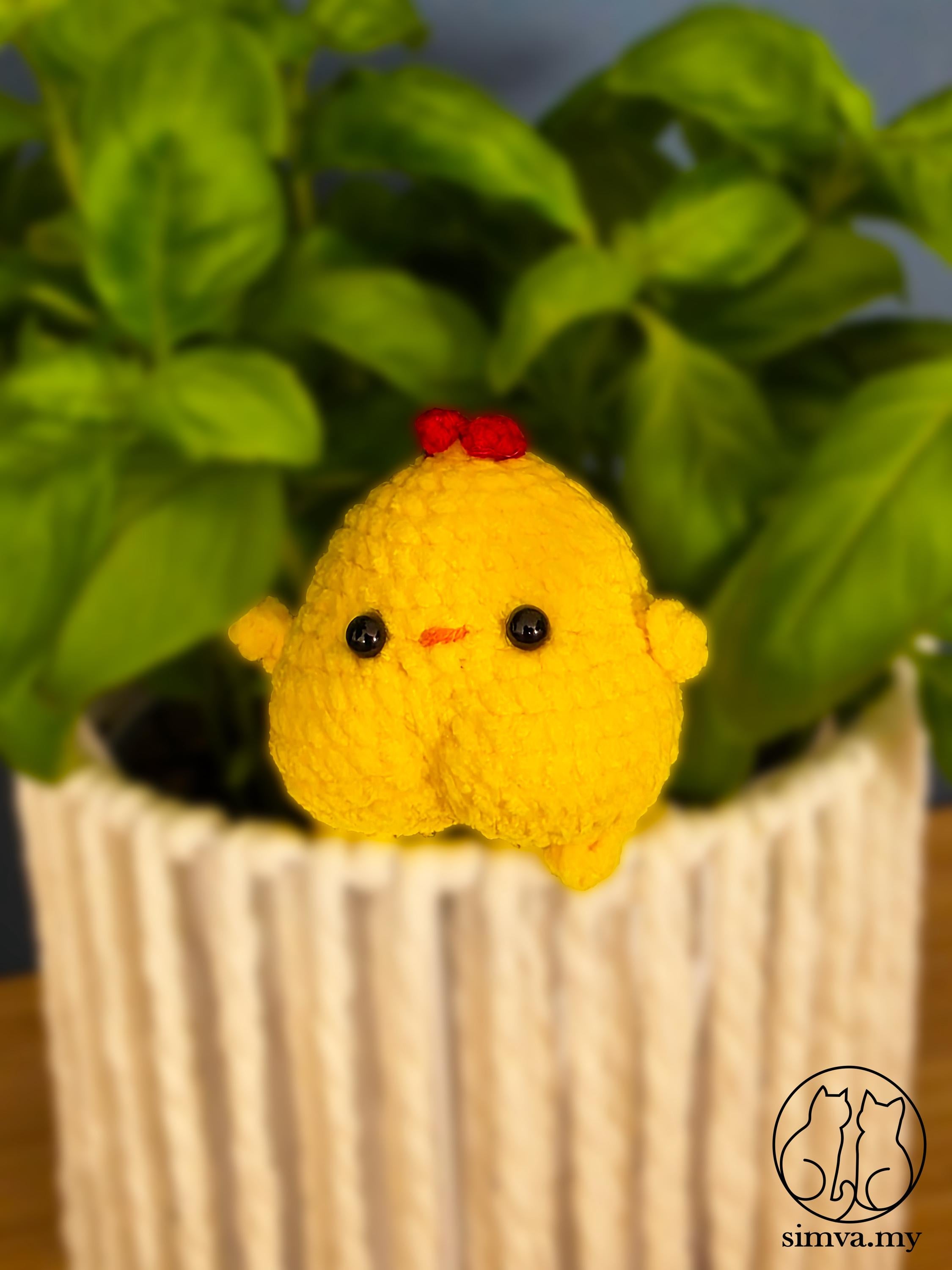 Handmade crochet chick plush keychain velvet amigurumi easter gift yellow