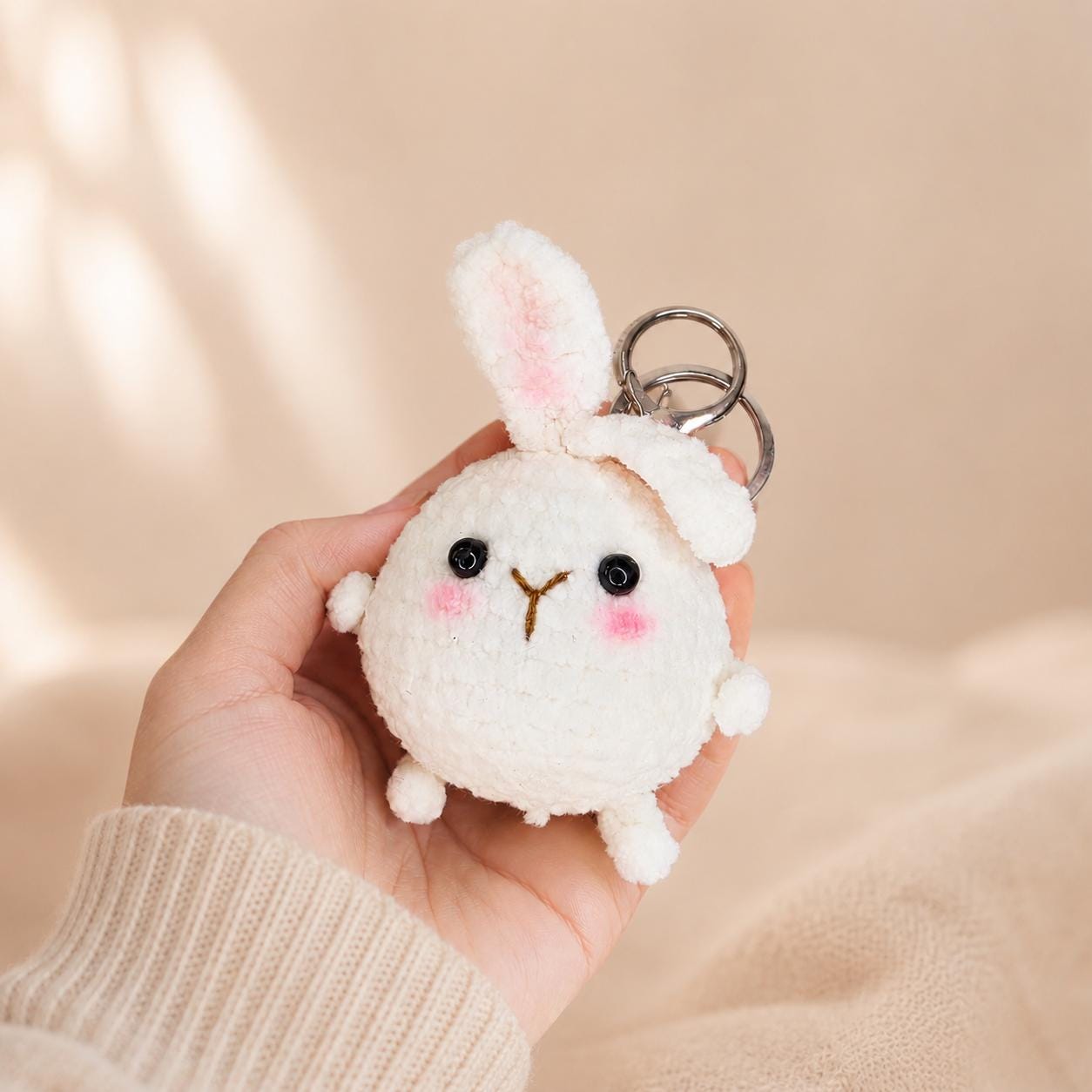 Crochet Bunny Keychain – Handmade Plush Rabbit Bag Charm, Kawaii Gift