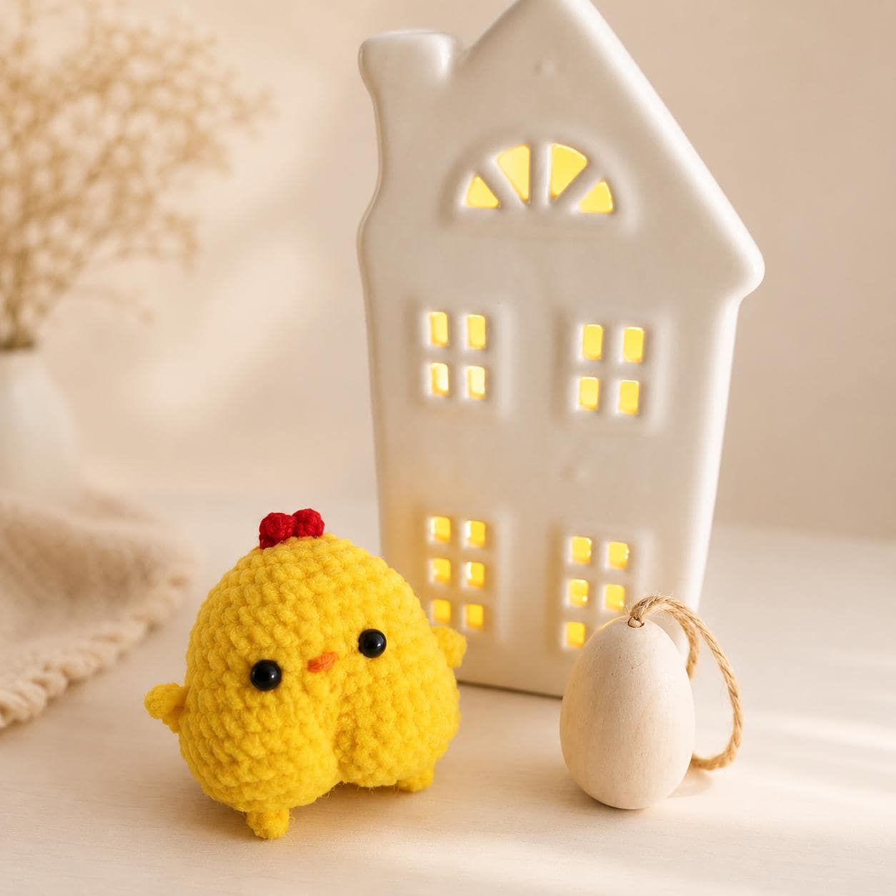 Handmade crochet chick plush keychain velvet amigurumi easter gift yellow