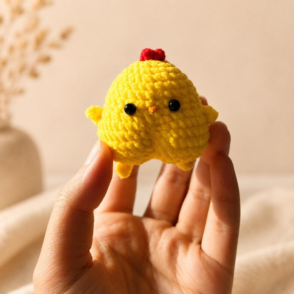 Handmade crochet chick plush keychain velvet amigurumi easter gift yellow