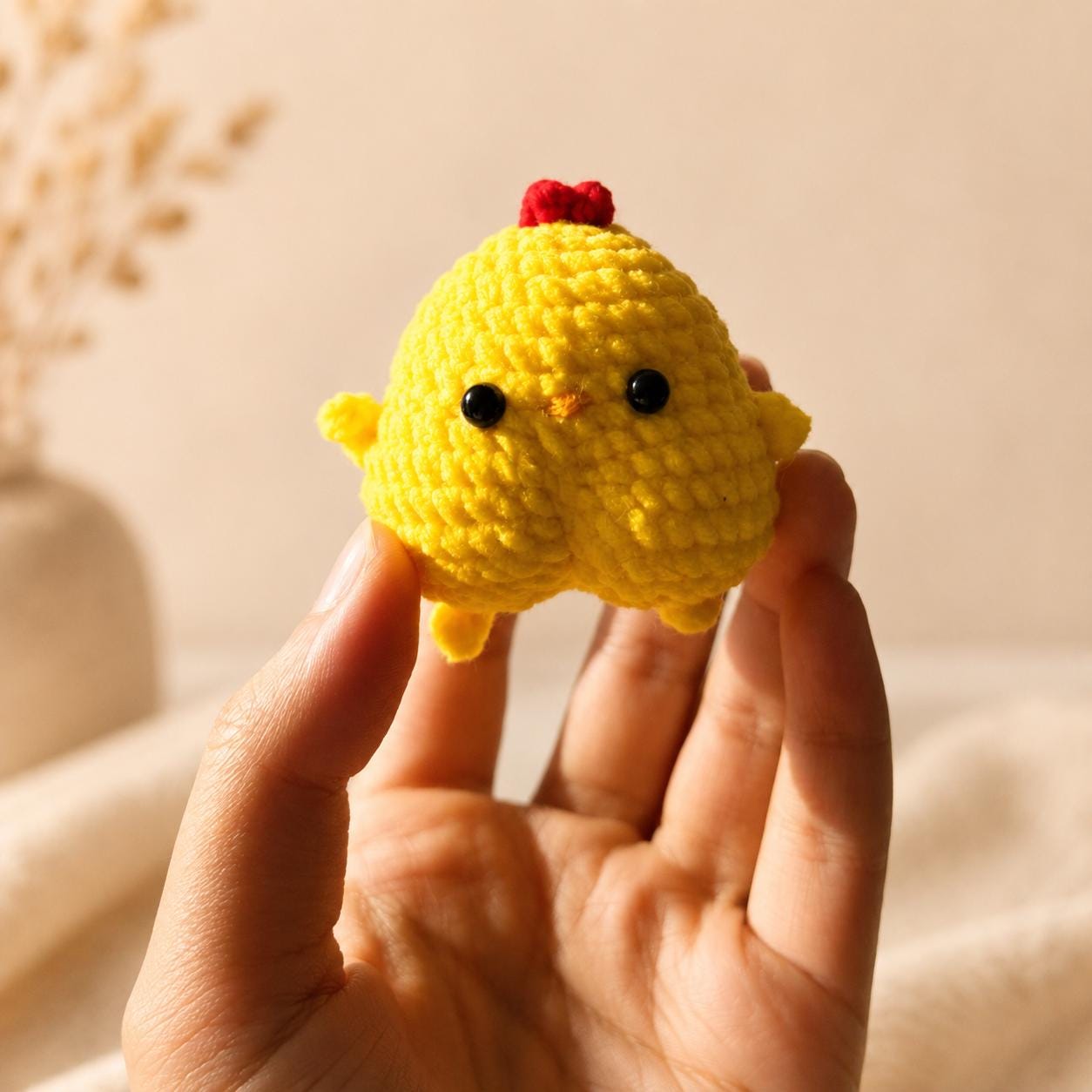 Handmade crochet chick plush keychain velvet amigurumi easter gift yellow