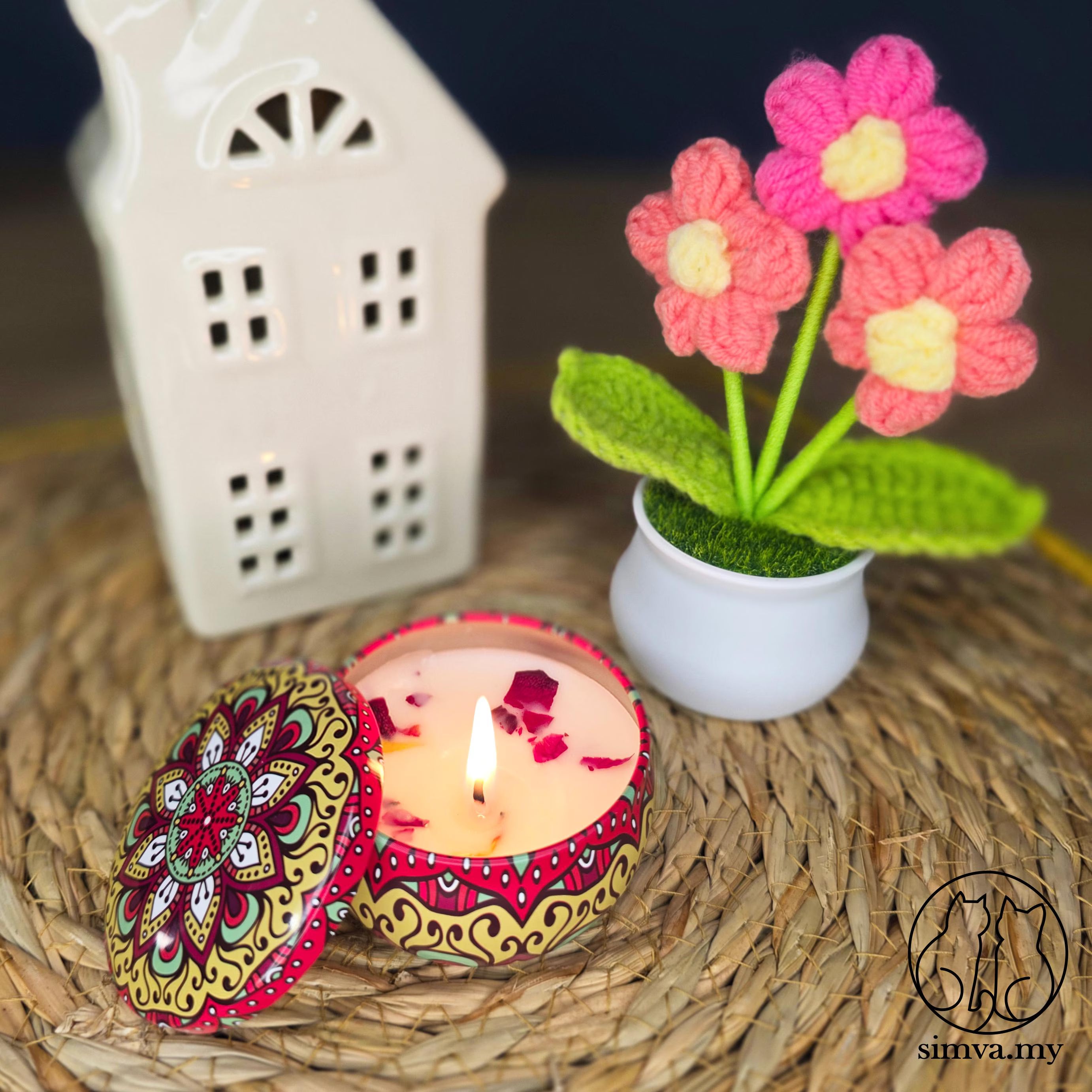Mini Crochet Flower Pot, Handmade Forever Flowers, Cute Desk Decor , No Water Plant,Housewarming Office Gift