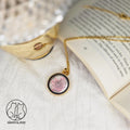 Real Pressed Flower Resin Necklace, Handmade Botanical Pendant, Gold Floral Jewelry Gift for Her
