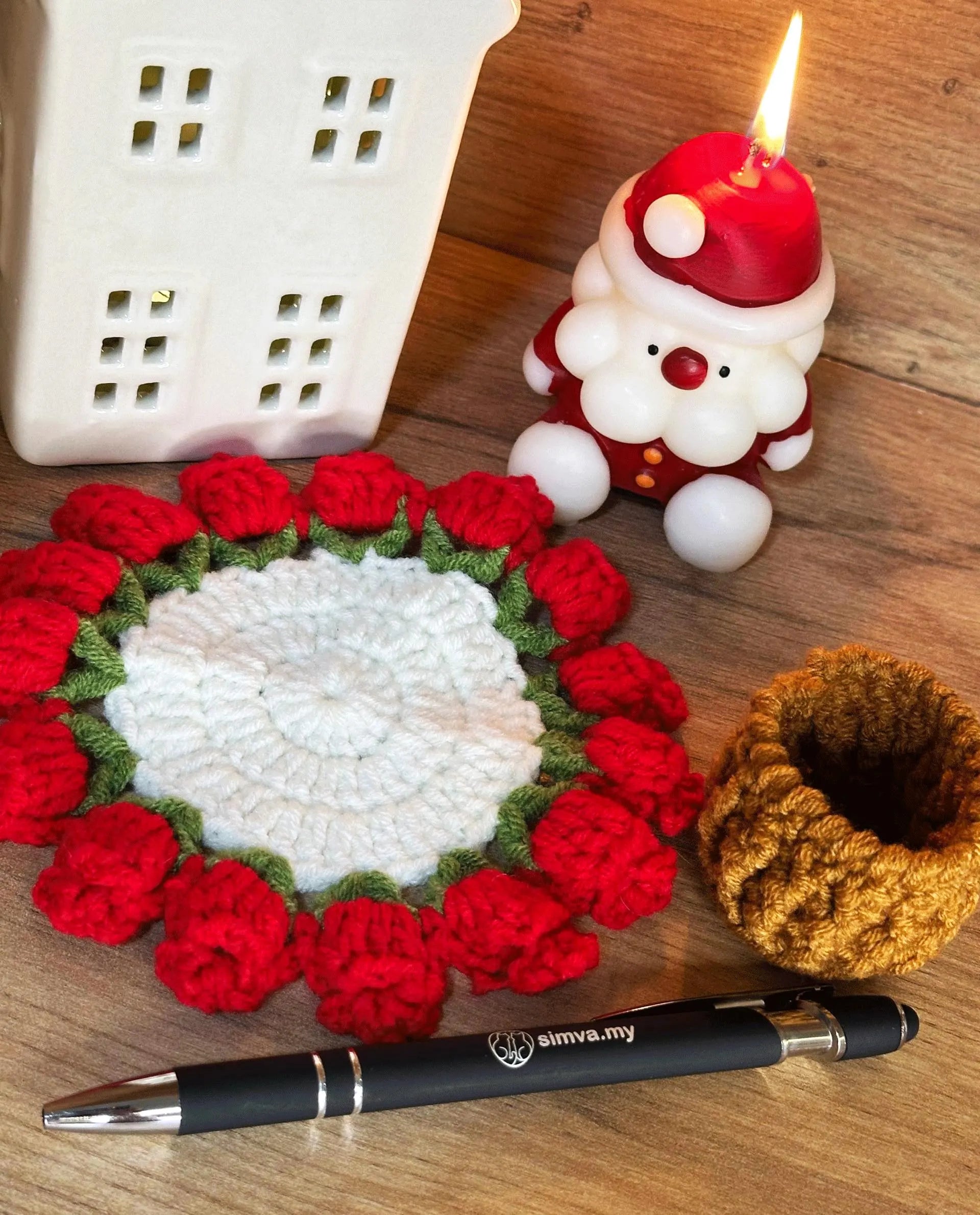 Crochet Flower Coaster Bouquet with Basket, Handmade Floral Mug Coaster, Housewarming Gift, Tea Lover Gift
