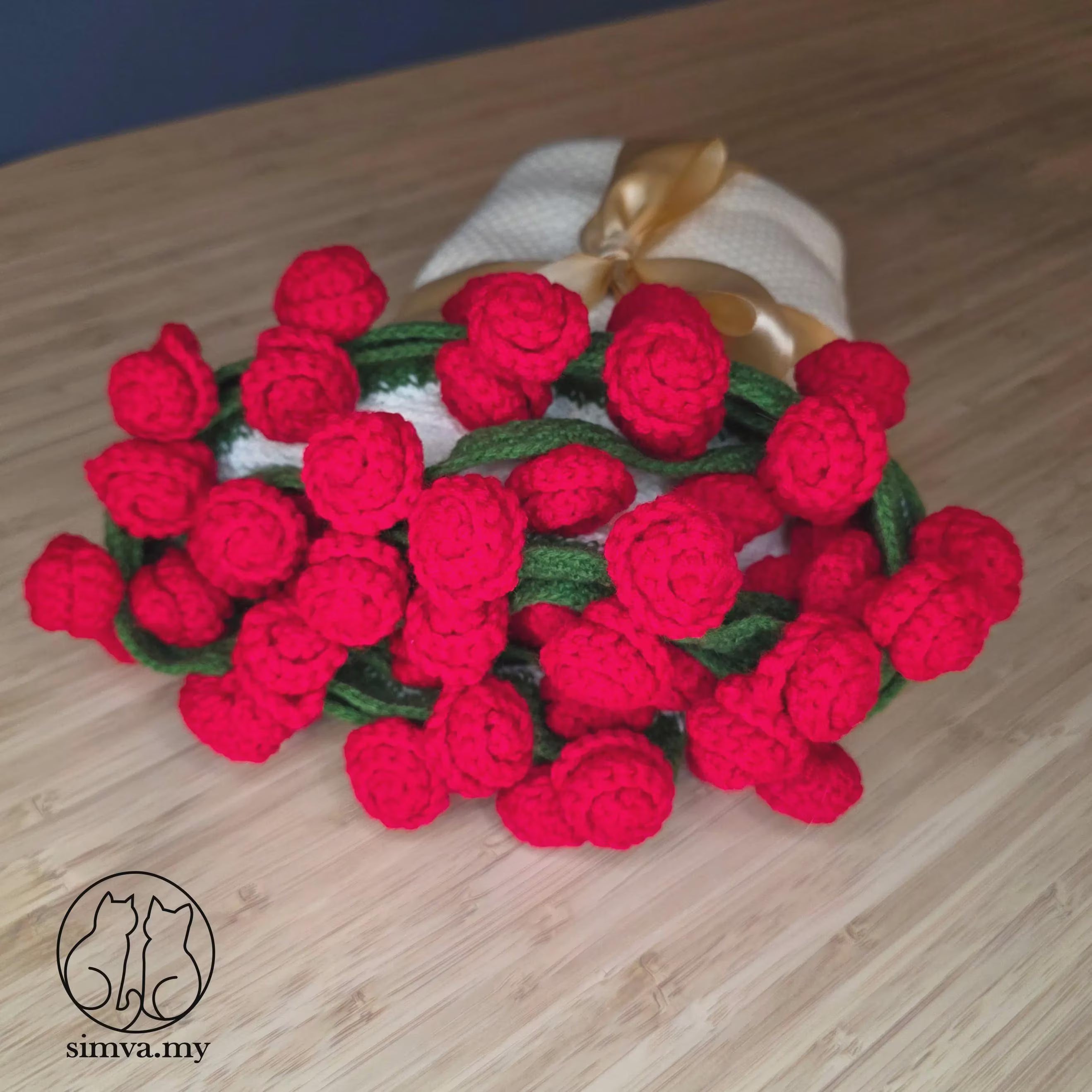 Handmade Crochet Rose Blanket Chunky Floral Throw, 43”