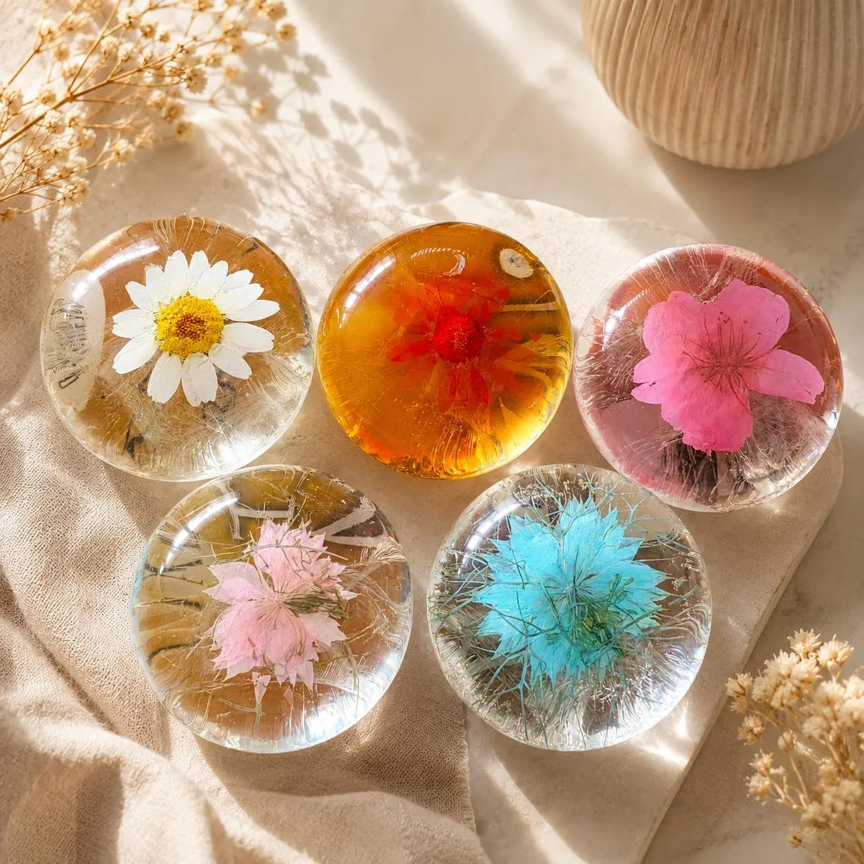 Real Flower Soap Bar Handmade Botanical Soap with Pressed Flowers Eco-Friendly Gift