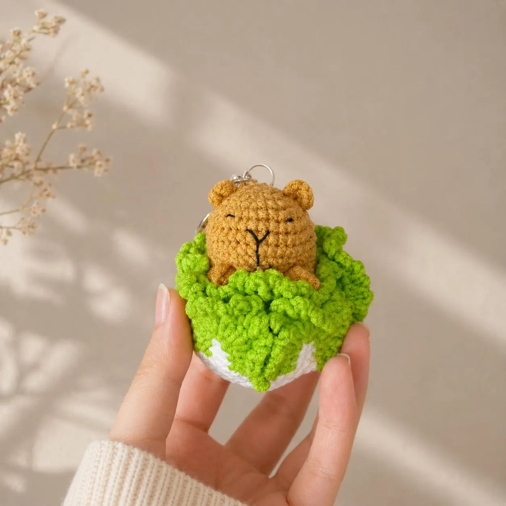 Crochet Capybara Keychain, Kawaii Amigurumi Bag Charm, Handmade Animal Gift