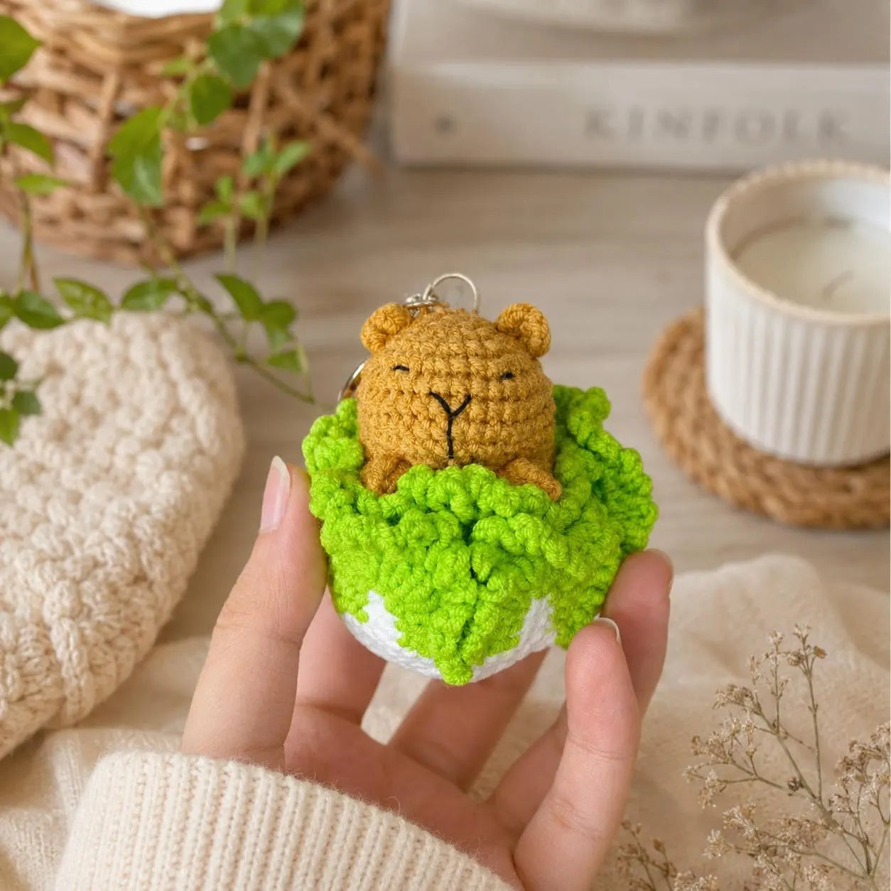 Crochet Capybara Keychain, Kawaii Amigurumi Bag Charm, Handmade Animal Gift