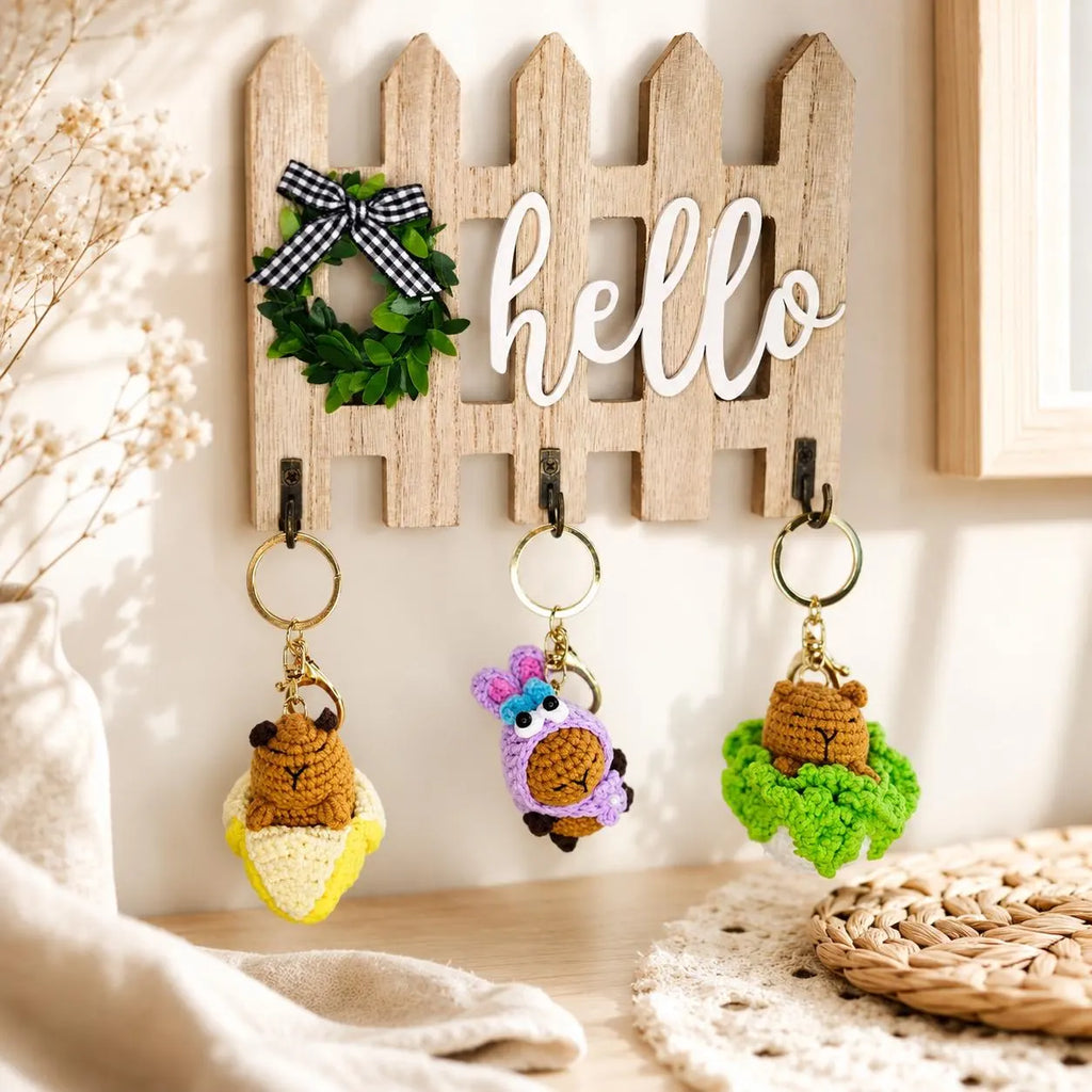 Crochet Capybara Keychain, Kawaii Amigurumi Bag Charm, Handmade Animal Gift