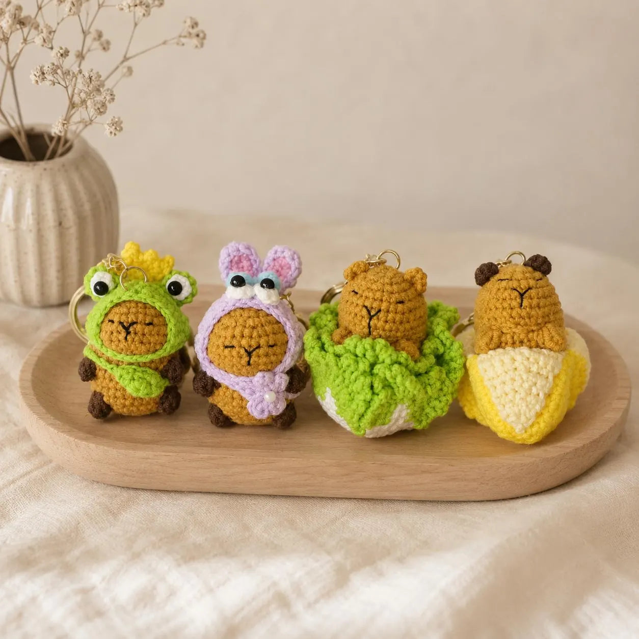 Crochet Capybara Keychain, Kawaii Amigurumi Bag Charm, Handmade Animal Gift