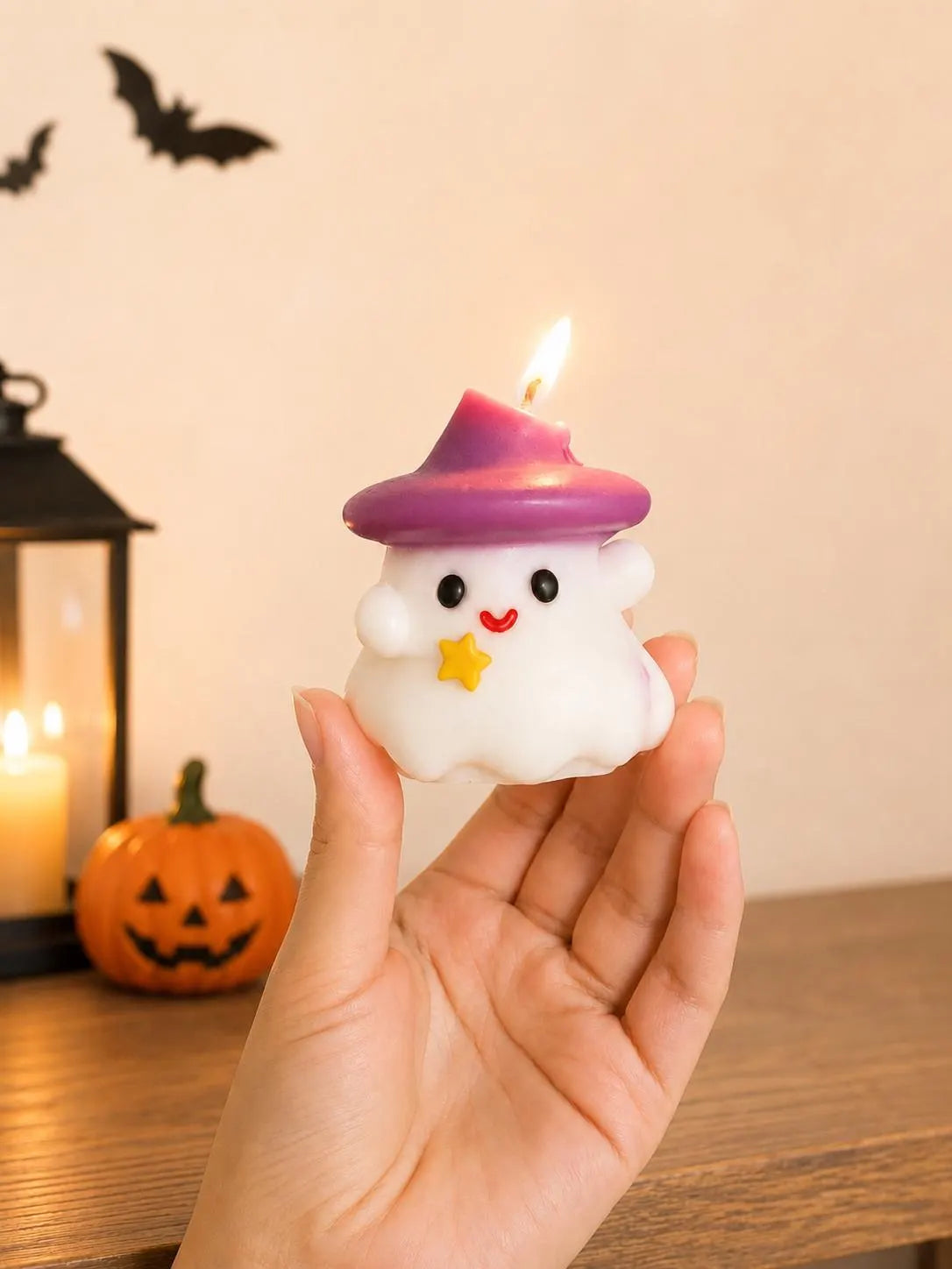 Handmade Ghost Witch Candle, Soy Wax Halloween Decor, Spooky Fall Home Decoration