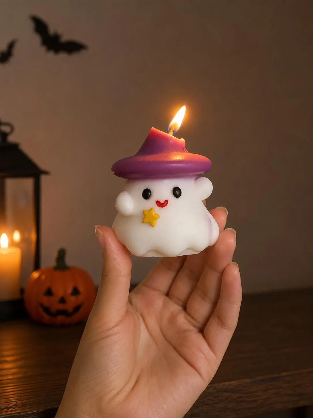 Handmade Ghost Witch Candle, Soy Wax Halloween Decor, Spooky Fall Home Decoration