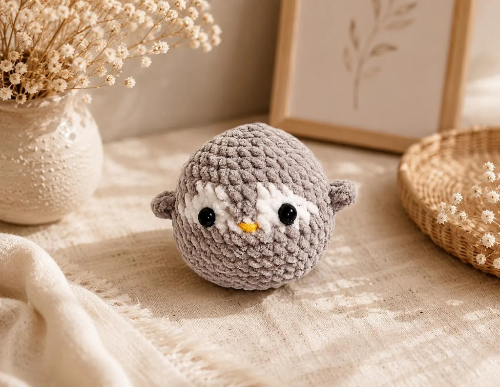 Crochet Penguin Keychain, Velvet Amigurumi Bag Charm, Cute Handmade Penguin Gift