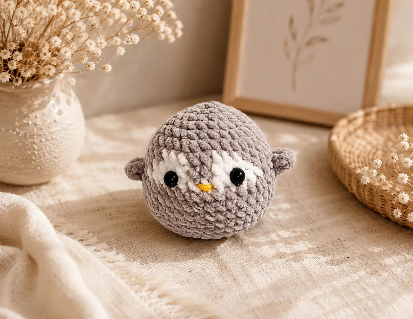 Crochet Penguin Keychain, Velvet Amigurumi Bag Charm, Cute Handmade Penguin Gift