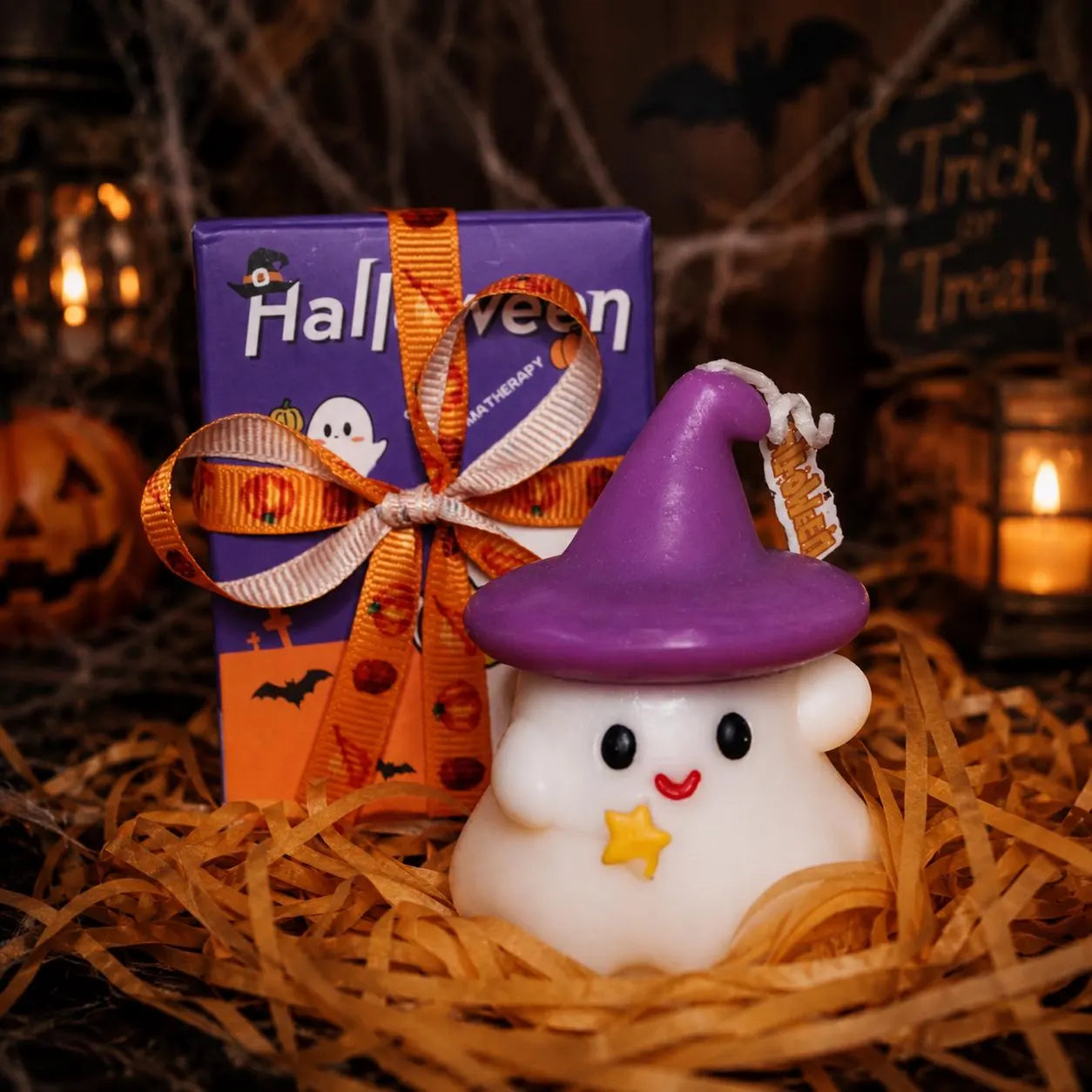 Handmade Ghost Witch Candle, Soy Wax Halloween Decor, Spooky Fall Home Decoration