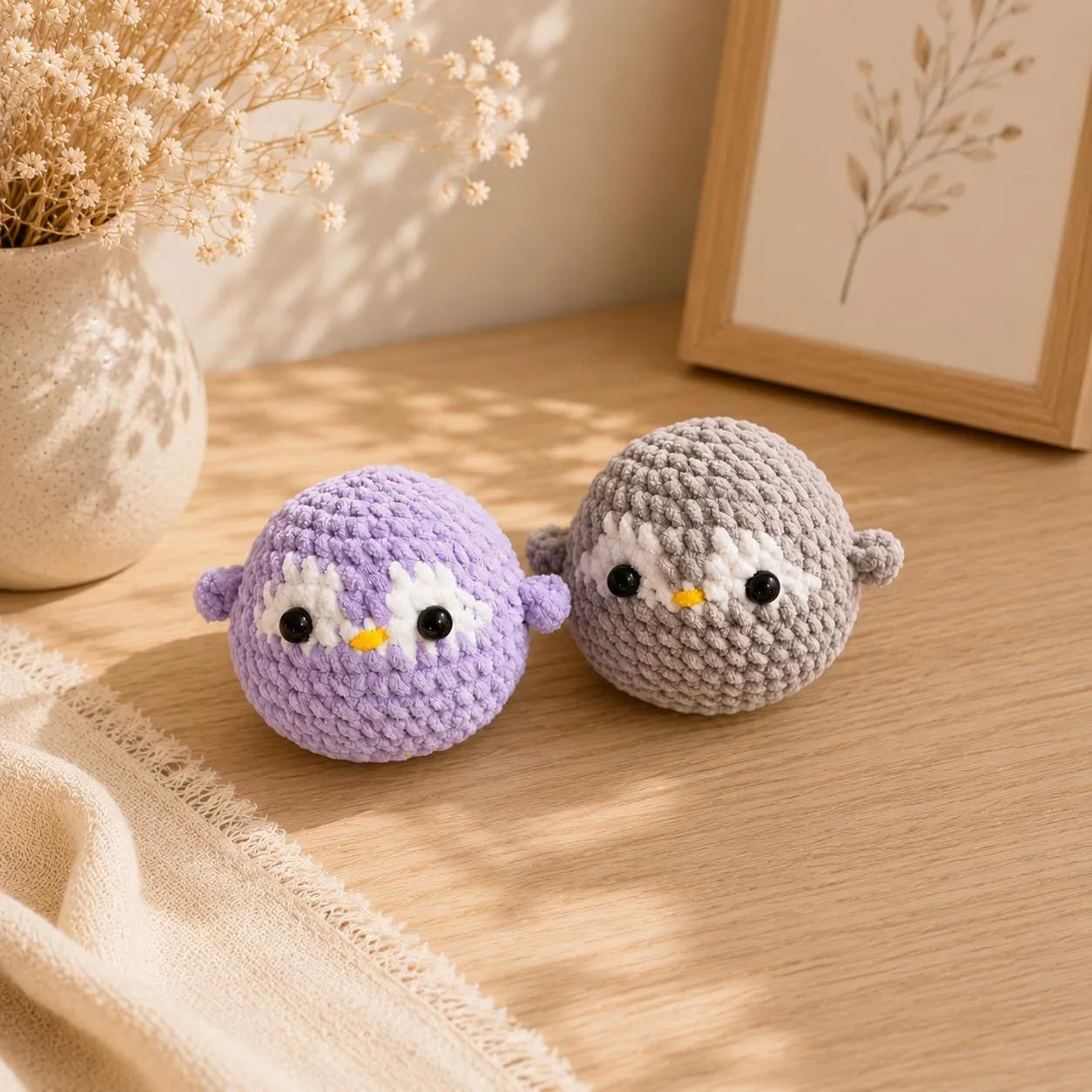 Crochet Penguin Keychain, Velvet Amigurumi Bag Charm, Cute Handmade Penguin Gift