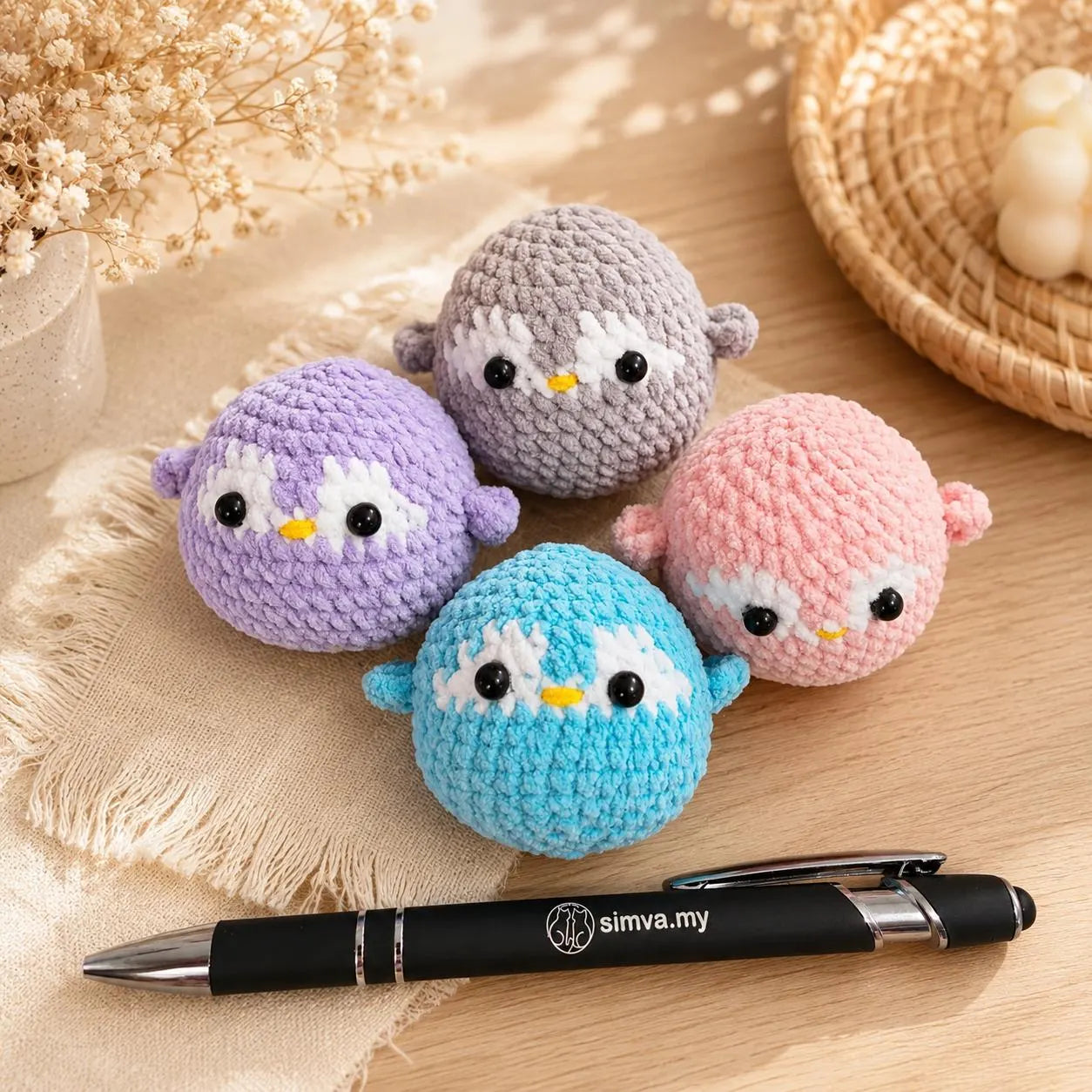 Crochet Penguin Keychain, Velvet Amigurumi Bag Charm, Cute Handmade Penguin Gift