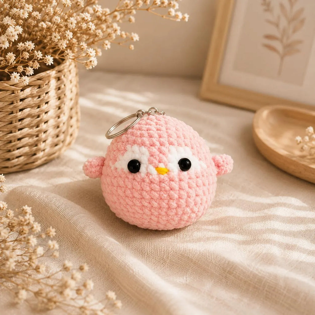 Crochet Penguin Keychain, Velvet Amigurumi Bag Charm, Cute Handmade Penguin Gift