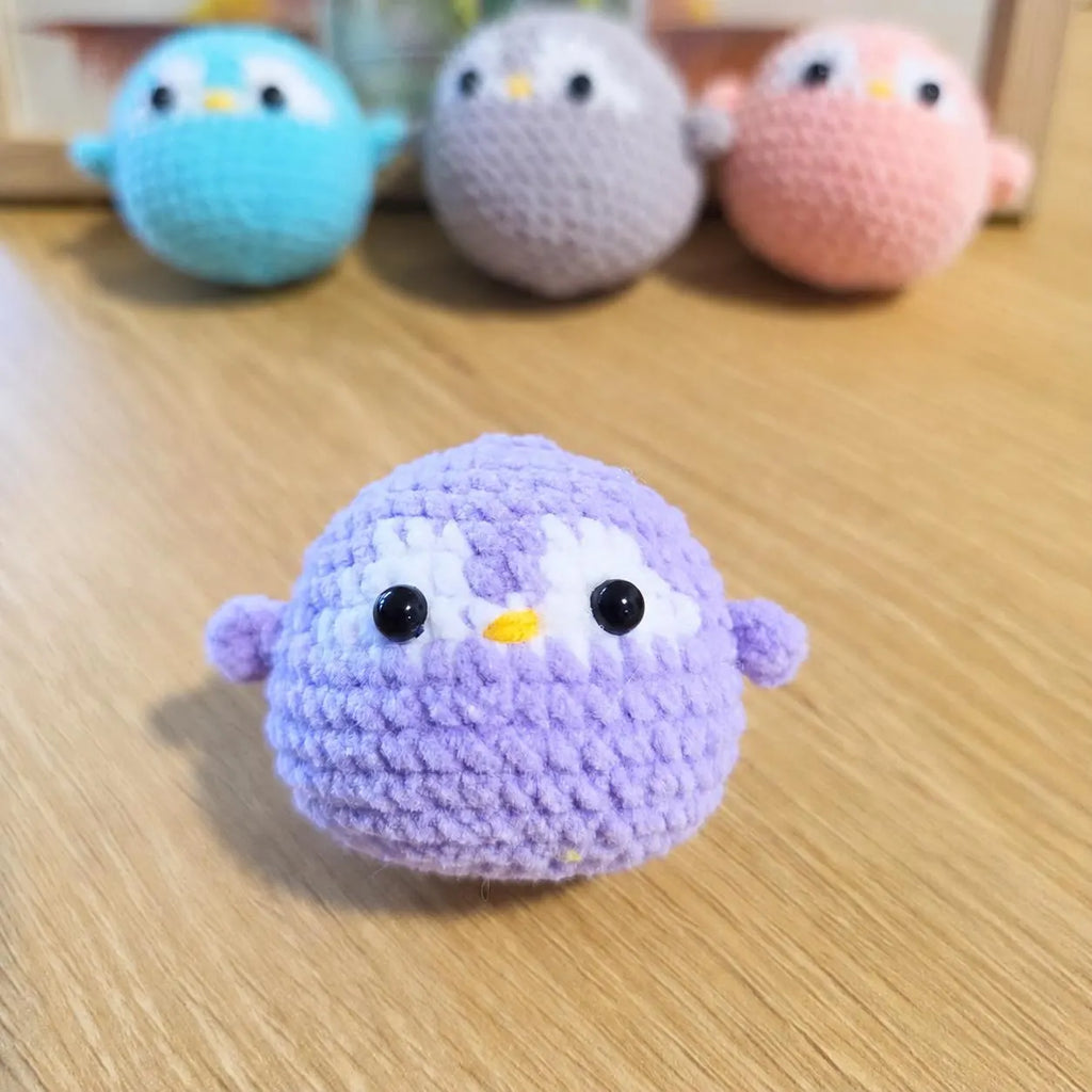 Crochet Penguin Keychain, Velvet Amigurumi Bag Charm, Cute Handmade Penguin Gift